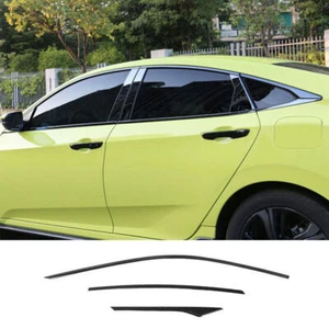 6*For Honda Civic Sedan 2016-20 Black Steel Window Upper Strip Sill Molding Trim - Picture 1 of 6