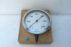 NEW ASHCROFT 316 STAINLESS STEEL PRESS GAUGE 0-6000 PSI Q-586 - Picture 1 of 4