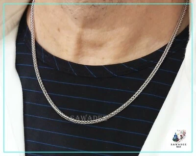 Collana catena in acciaio Inox 50cm da uomo catenina girocollo argento rapper - Immagine 1 di 4