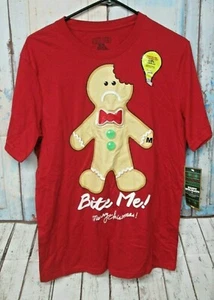 Ugly Christmas rotes T-Shirt leuchtender Lebkuchenmann Unisex Erwachsene Gr. Medium - Bild 1 von 3