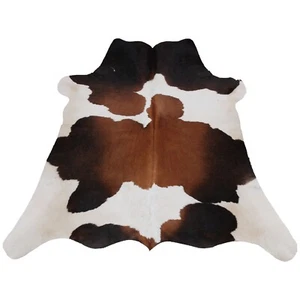 Small Real Cowhide Rug Dark Brown White Cow Hide Exotic Rugs - Zdjęcie 1 z 12