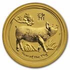 2019 $5 1/20th OZT Gold Australian Year of the Pig .9999 BU Mint Capsule Bullion