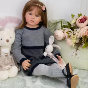Finished Reborn Baby Doll 30" Girl Toddler Yellow Long Hair Rooted Handmade Gift - Picture 1 of 4