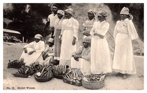 KINGSTON, JAMAICA - NATIVE MARKET WOMEN - ETHNIC - 1907 - OLD POSTCARD - Picture 1 of 2