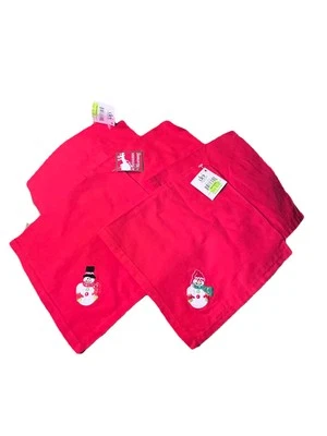 New Set of 6 Dennis East International Christmas Red Cloth Napkins Snowman - Image 1 of 4