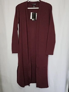 Maroon Aztec Rhinestone Duster Cardigan XS Longline Cowgirlcore Boho - Picture 1 of 13