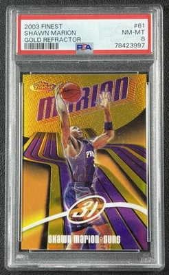 SHAWN MARION PSA 8 2003-04 TOPPS FINEST #61 GOLD REFRACTOR 11/25 SUNS - Image 1 of 2