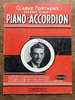 Libro de música vintage piano acordeón Clark Fortner dueto 1935 acompañamiento 10 canciones Foto 1 de 4