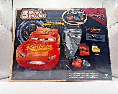 Cardinal 5 деревянные головоломки Disney Pixar автомобили - совершенно новый - Изображение 1 из 2