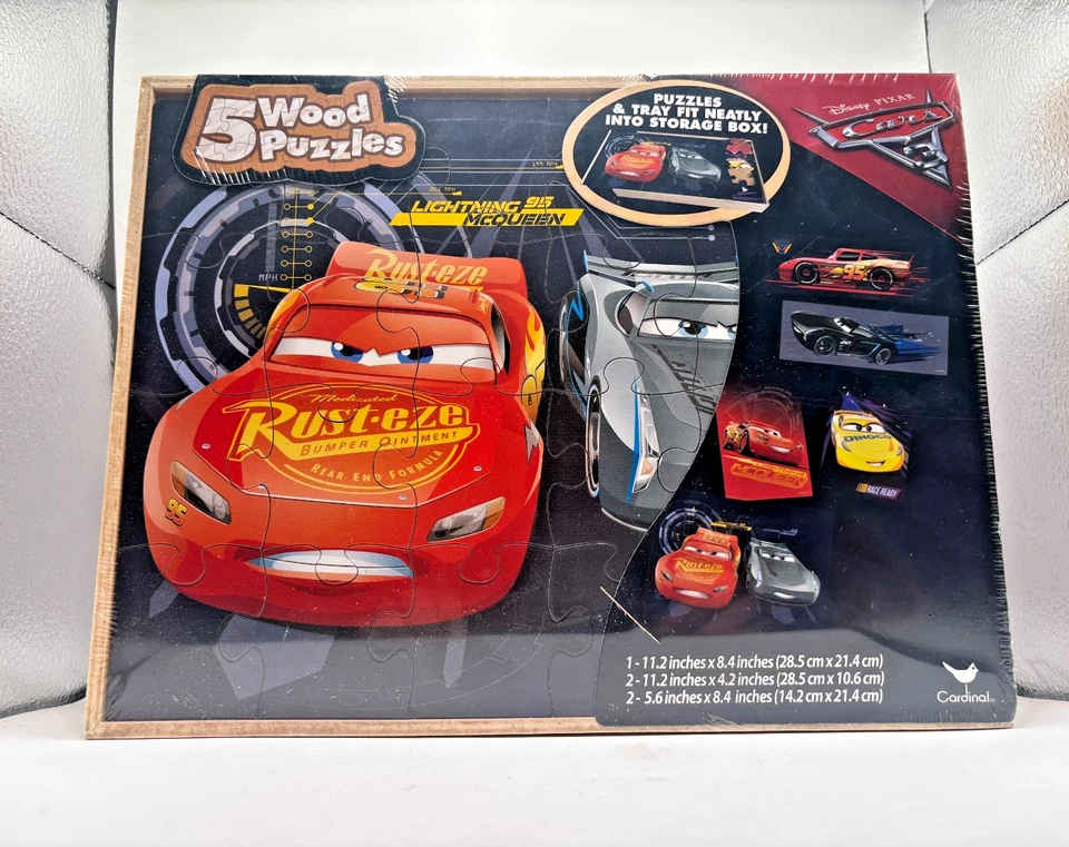 Cardinal 5 Rompecabezas de Madera Coches Disney Pixar - TOTALMENTE NUEVO Foto 1 de 2