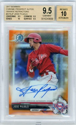 2017 Bowman Chrome Prospect Auto Orange Refractors Jose Pujols #CPAJP BGS 9.5/10 - Image 1 of 2