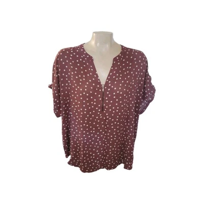 Blusa MAURICE'S Lunares 2X Marrón Manga Corta Ligera Officecore Carrera Foto 1 de 4