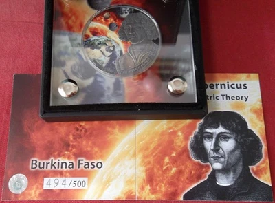 LOTE INMOBILIARIO - Burkina Faso .999 plata prueba 1.000 francos; Copérnico y meteoritos Foto 1 de 4