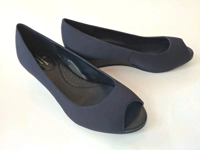Bandolino Mujer Candra Peep Toe Slip On Cuña Tacones Azul Marino Talla 8W  Foto 1 de 4