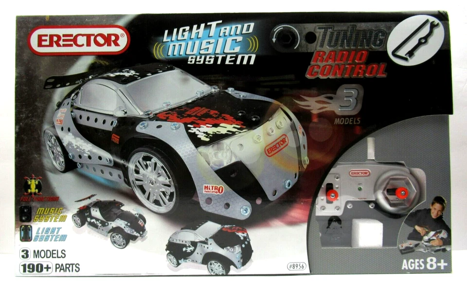Meccano Erector Set #8956 ~ 3 in 1 Tuning Radio Control Car ~ Lights & Sound - Image 1 of 3