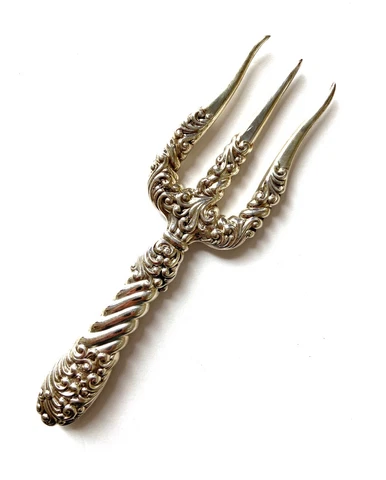 1891 Victorian Gorham Sterling Silver No 75 All Hollow Bread Toast Serving Fork Cover