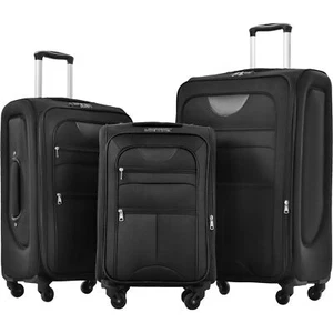 Softside Luggage Expandable 3 Piece Set Suitcase Upright Spinner Softshell Light - Picture 1 of 21