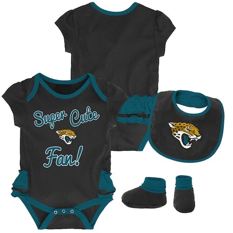 Jacksonville Jaguars NFL Baby Girl Mini Trifecta Bodysuit, Bib & Booties, 3/6 Mo Cover