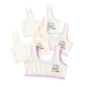 5Pcs Cotton Bra Girls Training Bras Kids Vest Teenage Underwear Sports 7-16Y - Picture 1 of 13