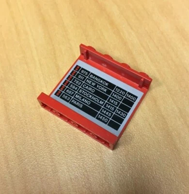 LEGO Red Panel 1 x 4 x 3 Schedule Pattern - Set 6396 Airport Vintage Town Part - Image 1 of 4