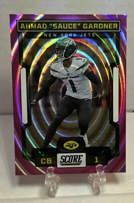 AHMAD Sauce GARDNER #’d /199 PINK Ellipse 2023 Score Football NY Jets ROY SP - Image 1 of 2