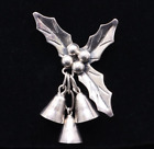 Taxco Sterling Silver 925 Holly Berry & Bells Brooch