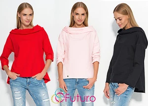 Damas Talla Grande Blusa Calce Suelto Informal Capucha Cuello Pullover Sudadera FA524 - Imagen 1 de 8