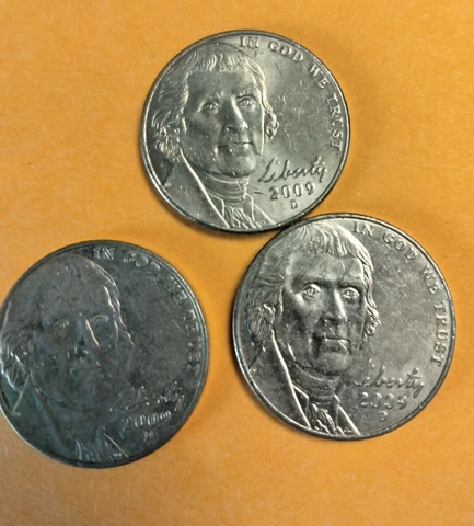 Three 2009 D Jefferson Nickels, 3 CIRCULATED nickels, (7.20.23) FREE SHIPPING Cover