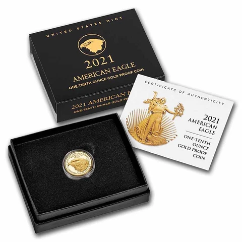 2021-W 1/10 oz Proof American Gold Eagle (Type 2) (w/Box & COA) - SKU#234029 Cover