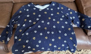 Kim Rogers Size 2X Navy With Fern Patterned Cotton top, 3/4 sleeves, Never Worn - Picture 1 of 3