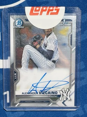 2021 Bowman Chrome Prospects 1st Alexander Vizcaino Chrome AUTO On Card! Yankees - Image 1 of 2
