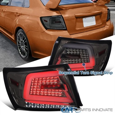 Fit 08-14 Subaru Impreza WRX Smoke Tail Lamps w/ Sequential LED Signal Bar Strip - Imagem 1 de 4