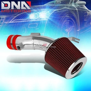 FOR 07-12 ALTIMA 3.5 V6 POLISHED SILVER SHORT RAM AIR INTAKE PIPE+RED FILTER - Picture 1 of 5