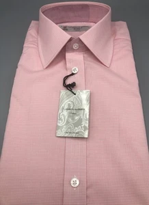 Camicia a quadri Turnbull & Asser rosa e bianca Zephyr, UK:15, EU:38, PREZZO AL PUBBLICO: £325! - Foto 1 di 11