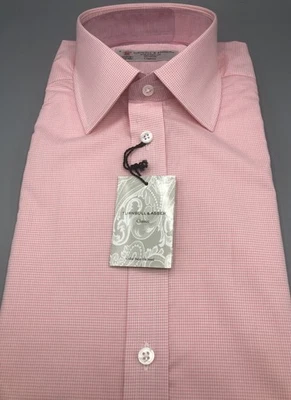 Camicia a quadri Turnbull & Asser rosa e bianca Zephyr, UK:15, EU:38, PREZZO AL PUBBLICO: £325! - Immagine 1 di 4