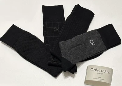 Calvin Klein Para Hombre 4 Pares Elastizados Crew Calcetines Surtidos Negro/Gris Foto 1 de 4