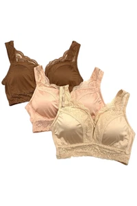 Rhonda Shear 3-pack Pin-Up Bra w/ Removable Pads Beige - Picture 1 of 4
