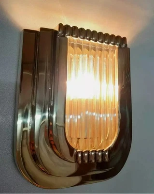 Apliques de pared exteriores antiguos Art Deco de latón y vidrio para barco Foto 1 de 4