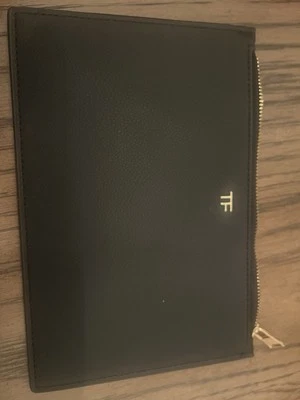 Tom Ford Negro Imitación Cuero Bolsa Plana Delgada Bolso sin asas Bolso de Cosméticos Estuche Nuevo con Etiquetas Foto 1 de 4