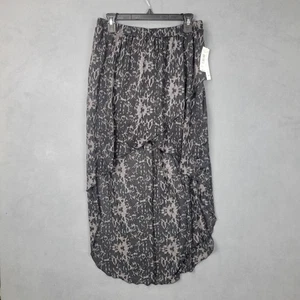 Joe B Skirt Womens Large Black Gray Chiffon Cross Over Hi Lo Maxi Flowing New - Picture 1 of 12