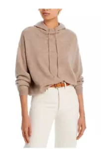 Luxurious 100% Cashmere Drop Shoulder Hoodie By Aqua in Wheat / Tan XL - Picture 1 of 5
