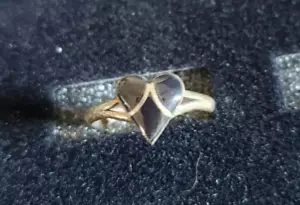 Vintage Handmade Sterling Silver Black Onyx Heart Ring Size 5 ,4,3 - Picture 1 of 3