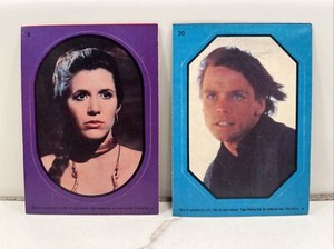 VTG 1983 Topps Star Wars Return Of The Jedi Stickers #9-Leia, #20-Luke EXCELLENT