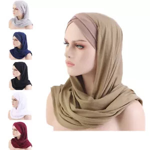Mujeres musulmanas Instantáneas Tirar Listo Hijab Bufanda en la cabeza Khimar Chal envolvente - Imagen 1 de 35