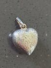 Antique Sterling Silver Engraved Puffed Heart Pendant 1.43g A404