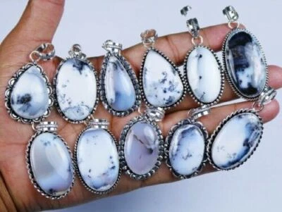 Lote de pingente de designer feito à mão folheado a prata esterlina 925 pedra preciosa opala dendrita - Imagem 1 de 3