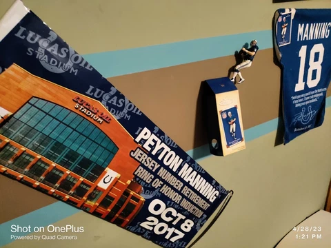 3Items Peyton Manning Ring Of Honor Game Day Towel & Hallmark Ornament & Poster Cover