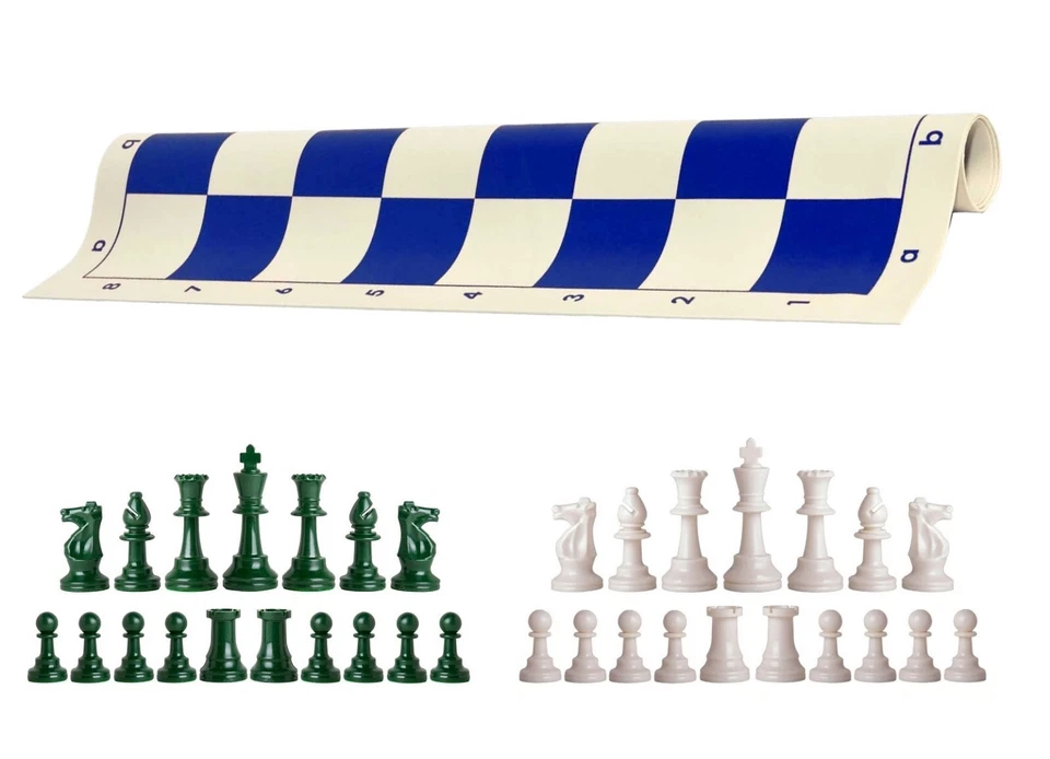 Piezas de ajedrez Army & White tablero de vinilo real de 20" - Juego de ajedrez de triple peso Foto 1 de 4