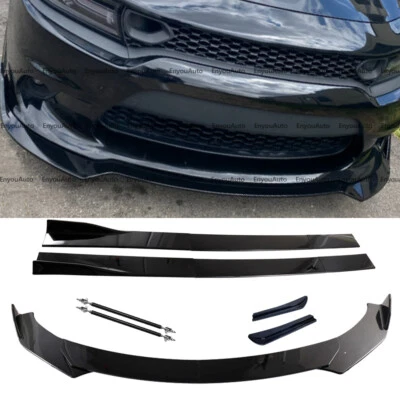 For Dodge Charger Front Bumper Lip 86" Side Skirt Rear Bumper Lip Black - Imagem 1 de 4