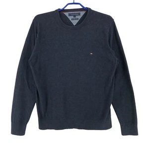 TOMMY HILFIGER Men 5% Cashmere Crew Neck Blue Jumper Pullover Sweater Size L - Picture 1 of 9